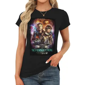 Supernatural T-shirts oversized single collar tops women fun t-shirts fashion slim fit
