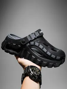 Men's Summer Fashion Hollow-Out Shoes, Thick Sole Anti-Slip Height Increase, Indoor Outdoor Beach Slippers, Casual Eva Sandals