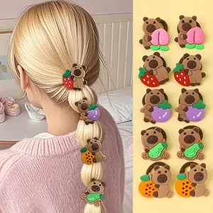 10pcs Cute Capybara Design Hair Ties, Multicolor Cartoon Animal Hair Accessories, Fun and Stylish Hair Bands for Kids and Adults