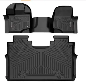 YITAMOTOR All-Weather TPE Floor Mats for Ford F-150 SuperCrew Cab 2015-2024 with 1st & 2nd Row Protection Black Car Accessories