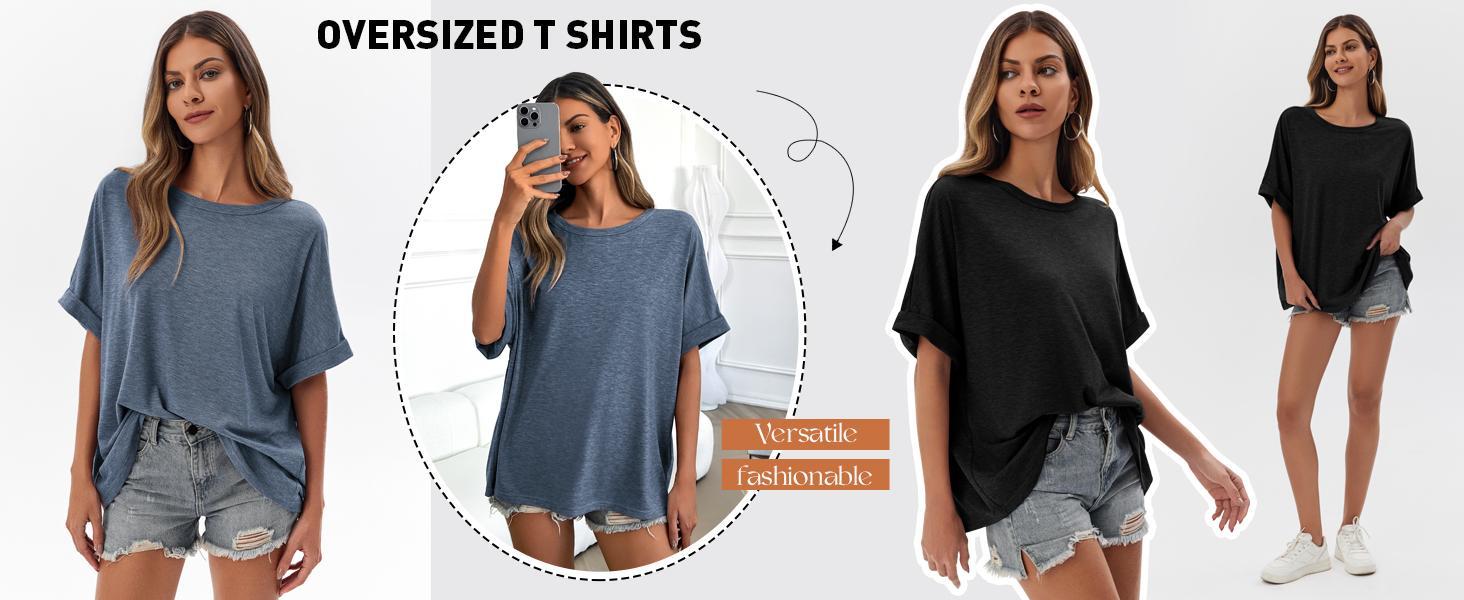Cicy Bell Women's Oversized Short Sleeve T-Shirt - Summer Casual, Loose Streetwear Tops with Minimalist, Basic, Simple Design