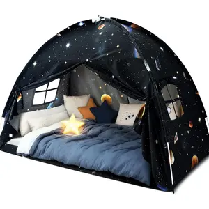 Twin Bed Toddler Canopy Tent, Kids Indoor Canopy Privacy Space Sleeping Playhouse Blackout Bunk Bed Tents Twin Size (Galaxy Tent) for Boys Girl Birthday Christmas Gift