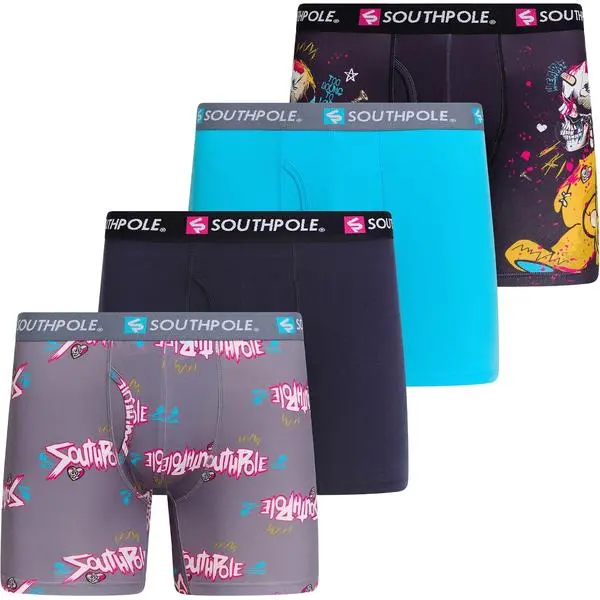 Southpole Boxer Briefs for Men - Brushed Polyester Contour Pouch Athletic Moisture Wicking Underwear