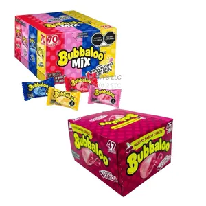 Bubbaloo Mix 4-Flavor (70 Pieces) and Cherry (47 pieces) Liquid-Filled Center Bubble Gum, Mexican Candy, Dulces Mexicanos, Flavors Fresa, Mora Azul, Banana, and Tutti Frutti