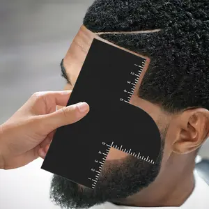 1 barber's modeling cassette measuring indicator-curved parts, durable plastic precision cutting tools, men's beauty & professional modeling assistance, battery-free, curved hairline design, textured grip handle, haircut accessories, Hair styling tool