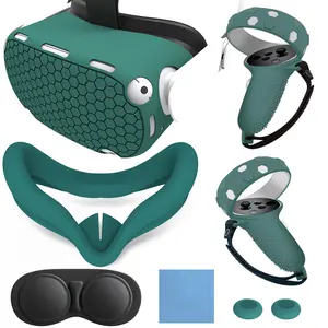MtomatoVR for Oculus Quest 2 Silicone Cover, Protective Cover Accessories for Meta VR, Multi Colors Soft Shell Skin, Controller Grips & Face Cover Set (Pink)