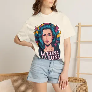 Vibrant Graphic Tee Belinda, with La Luna, Moon & Star Design, Unisex T-Shirt, Fun Gift for Friends, Casual Outfit Essential