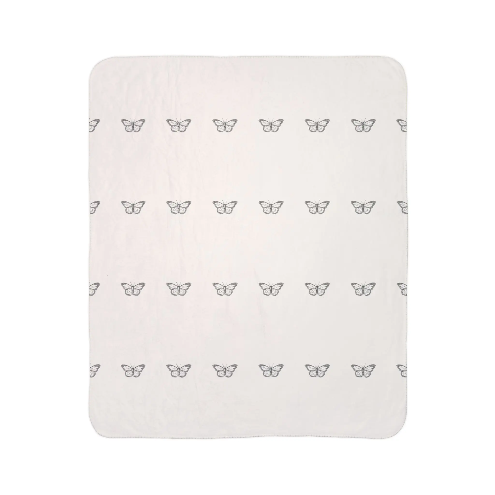 Beige Butterfly Fleece Sherpa Blanket