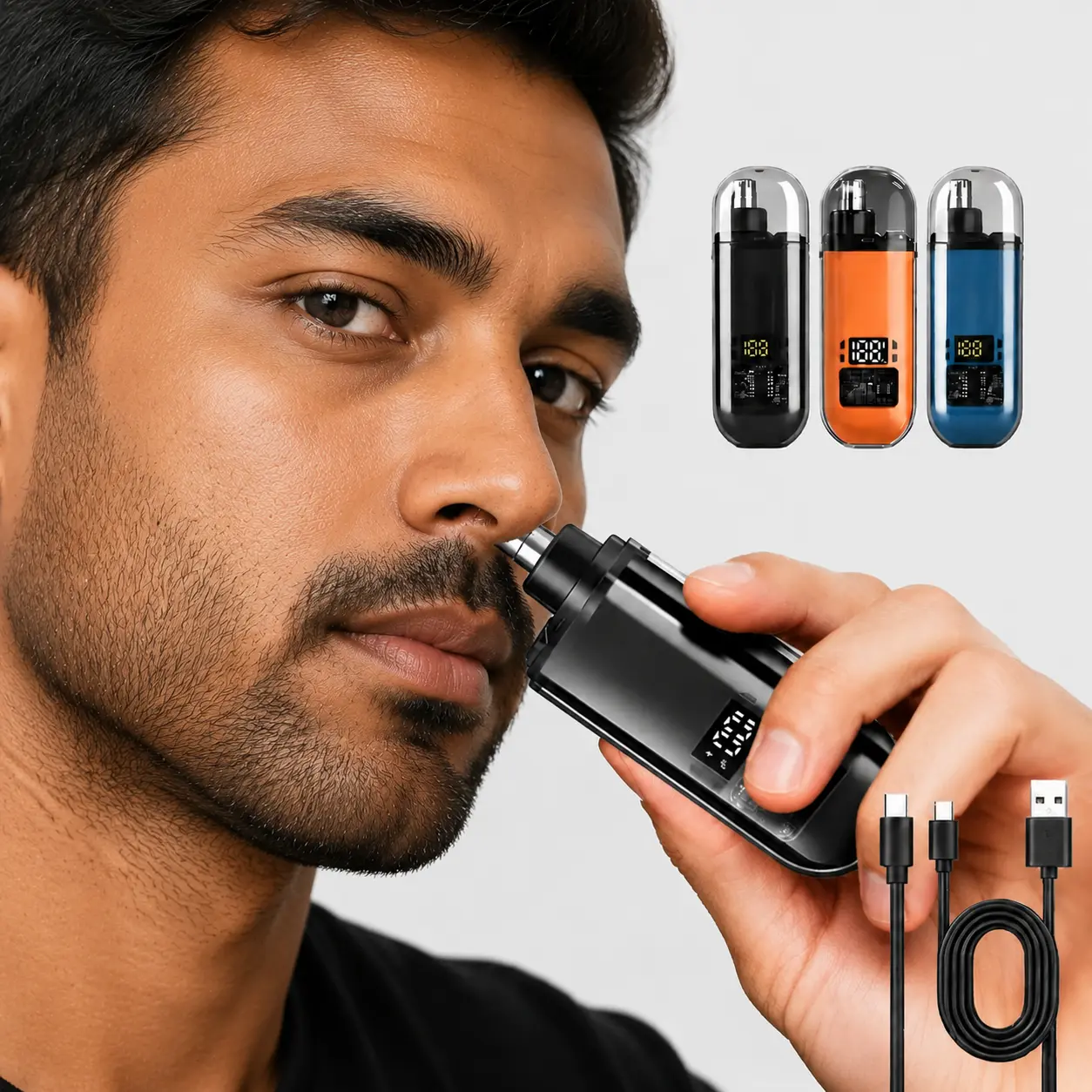 2026 Men Women Rechargeable Painless Eyebrow Facial Hair Shaver for Professional Ear and Nose Hair Trimmer Blades Safe Distance Trimming Compact Portable Easy Cleansing