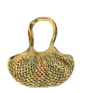 Handmade Crochet Mesh Market Bag Handbag - Casual Cotton Bag with No Warranty, Machine Washable, No Wires