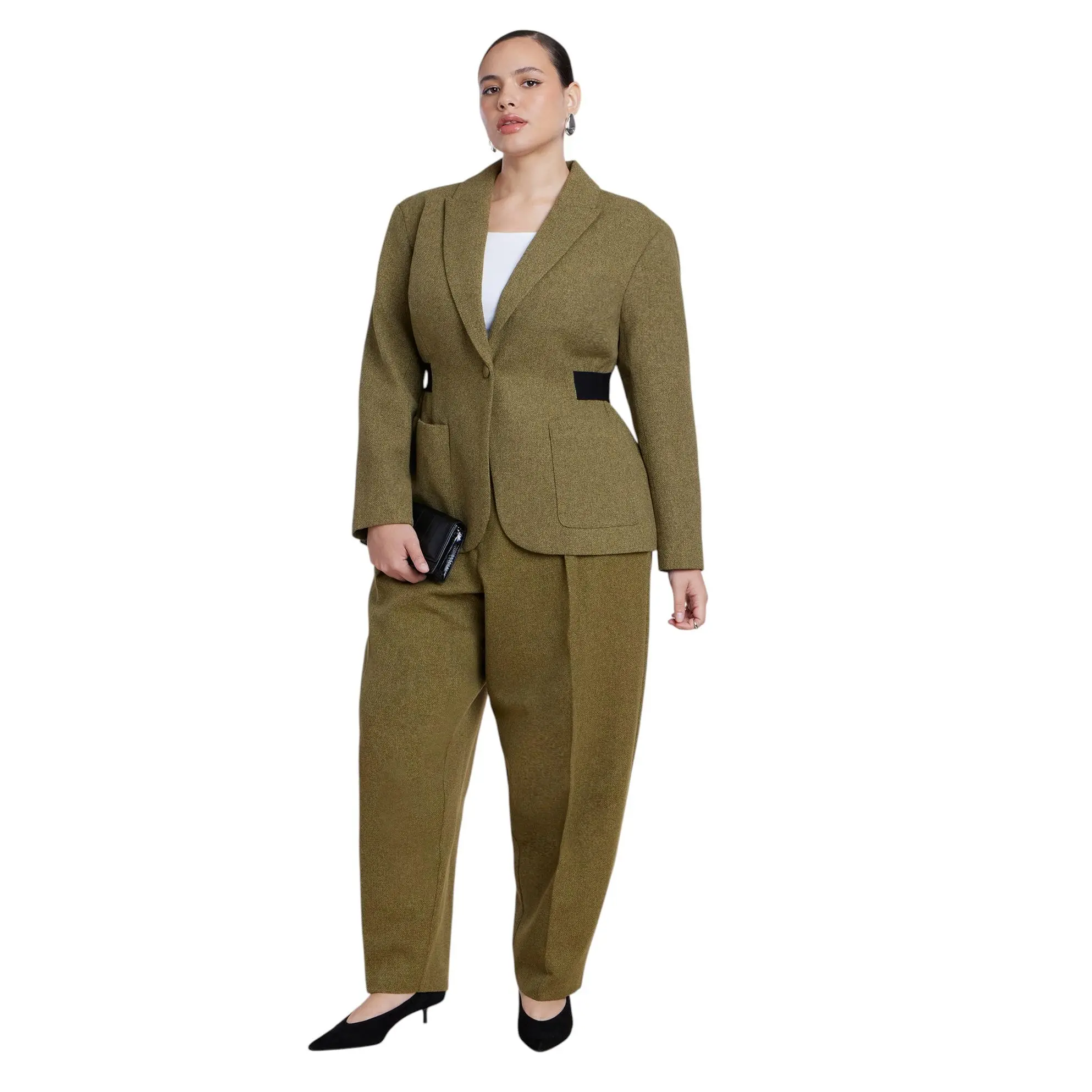 ELOQUII Women's Plus Size Cinched Elastic Waist Blazer