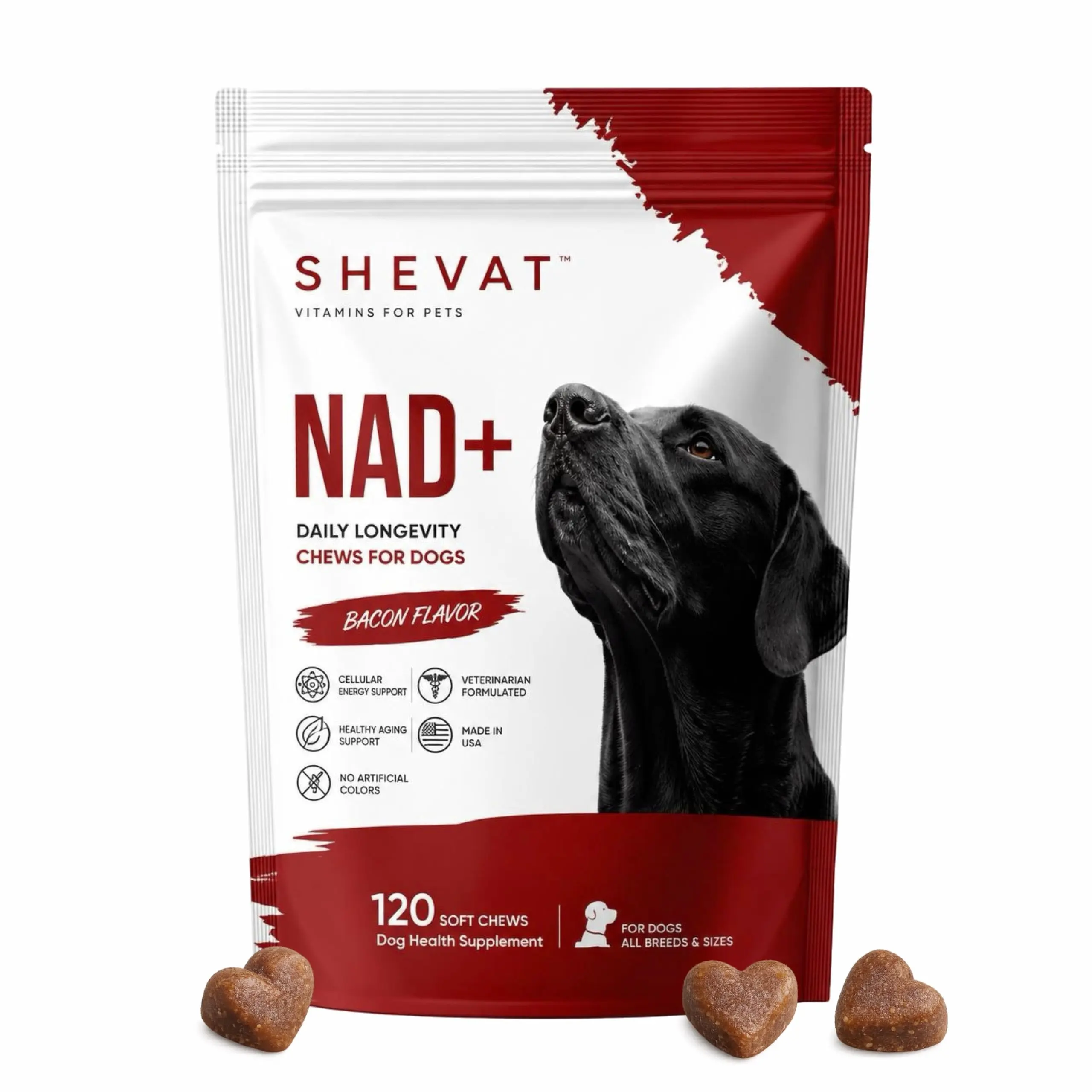 NAD+ Dog Supplement | NR, Resveratrol & Quercetin | 120 Soft Chews