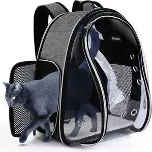 BAGLHER Pet Bubble Backpack Carrier – Airline-Approved Transparent Capsule Pet Carrier for Small Cats, Dogs, Rabbits & Lizards – Breathable Mesh Ventilation, Adjustable Straps & Safety Harness, Hands-Free Outdoor Hiking & Travel Bag