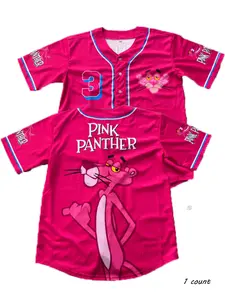 Pink Panther 3， Breathable and comfortable baseball jersey, casual outdoor daily sports micro elastic universal men's baseball jersey