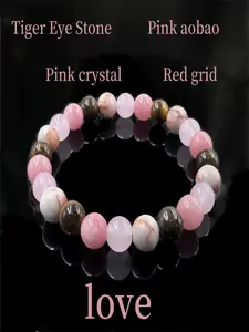1 PC Natural Tiger's Eye Rose Quartz June Birthstone Bracelet - Unisex - Bohemian Style Uncoated Genuine Stone Beads Versatile Accessory - Perfect for Daily Wear and Parties | Mother's Day Gift | Father's Day Gift