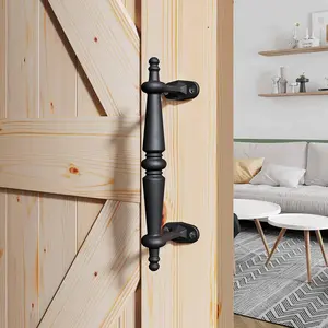 EaseLife 9" Barn Door Pull Handle, Rustic Black Aluminum Grab, Gate Handles, Easy Install