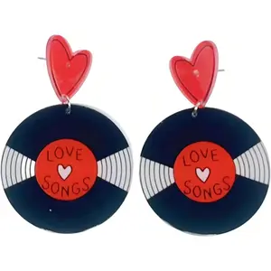 50's Record Earrings  Round Record  Earrings Rock 'n' Roll Women's Disco Party