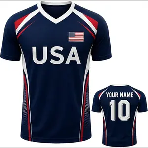 [Custom Name] Personalized USA Soccer Jersey, Custom Name & Number Football Shirt, USA Flag Fan Apparel, Navy Blue Sports Jersey, Unisex Game Day Shirt, USA Supporter Gift, Custom Football Fan Tee