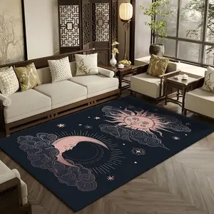 Moon & Sun Pattern Rug, 1 Count Colorful Soft Non-slip Floor Mat, Decorative Carpet for Home Living Room Bedroom Study Room