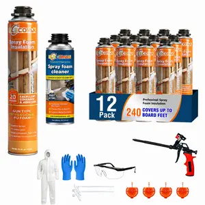 20 board Spray Foam Insulation Kit, 40 Sq.FtHigh Density Closed CellPolyurethane Wide Spray Foam Kit for Reduced EnergyBills, Easy DIY Use for Walls, Ceilings, Attics and Garage Doors