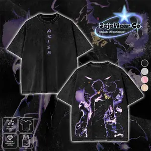 Arise Solo Leveling Sung Jin Woo Graphic T-shirt Ashborn Emperor Shadow Monarch Hoodie Crewneck Sweatshirt Tank Top Oversized Streetwear 100% Premium Cotton Fabric Tee Unisex Double Printed Washed Gift For Anime Manga Fan Menswear Apparel