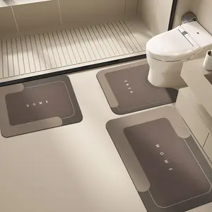 Non-Slip Bathroom Mat 1Set of 3Counts Water Absorbent Rug for Bathroom Livingroom Kitchen Laundry Home Decor Hygienic Environment Restroom Accessories-Toilet bathroom floor mat tapetes para baño nonslip quick dry