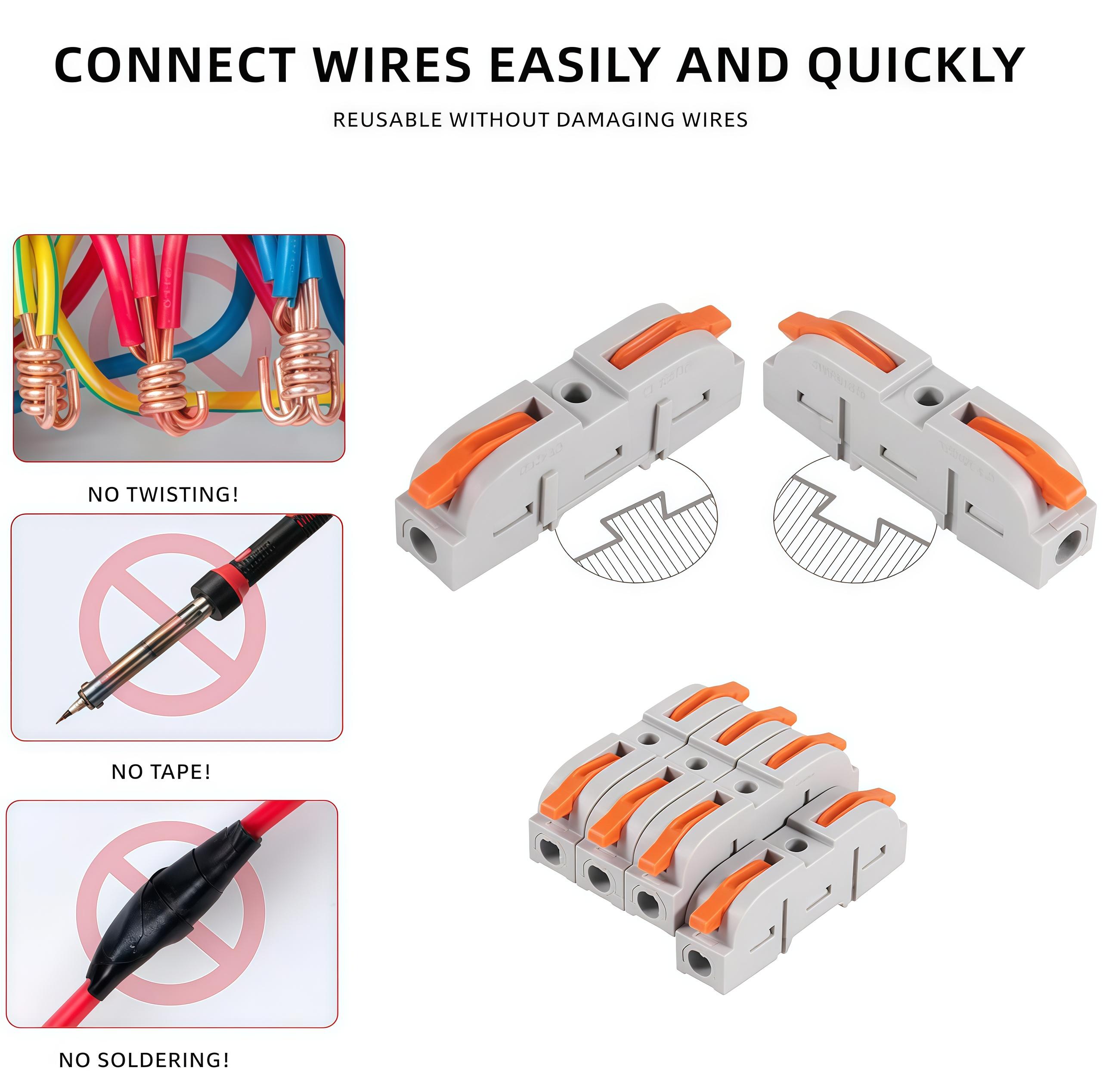 Multi-Purpose Electrical Wire Connectors Kit 50-100Pcs Quick Lever Connectors with Wire Stripper Tool for Home Industrial Automotive Wiring Repair