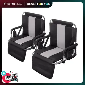 Phivilla Home Folding Stadium Seat Bleacher Chair with Cup Holder, Mesh Bag and Hide Hooks, Portable Stadium Chair with Back and Cushion for Football, Baseball & Sports Events