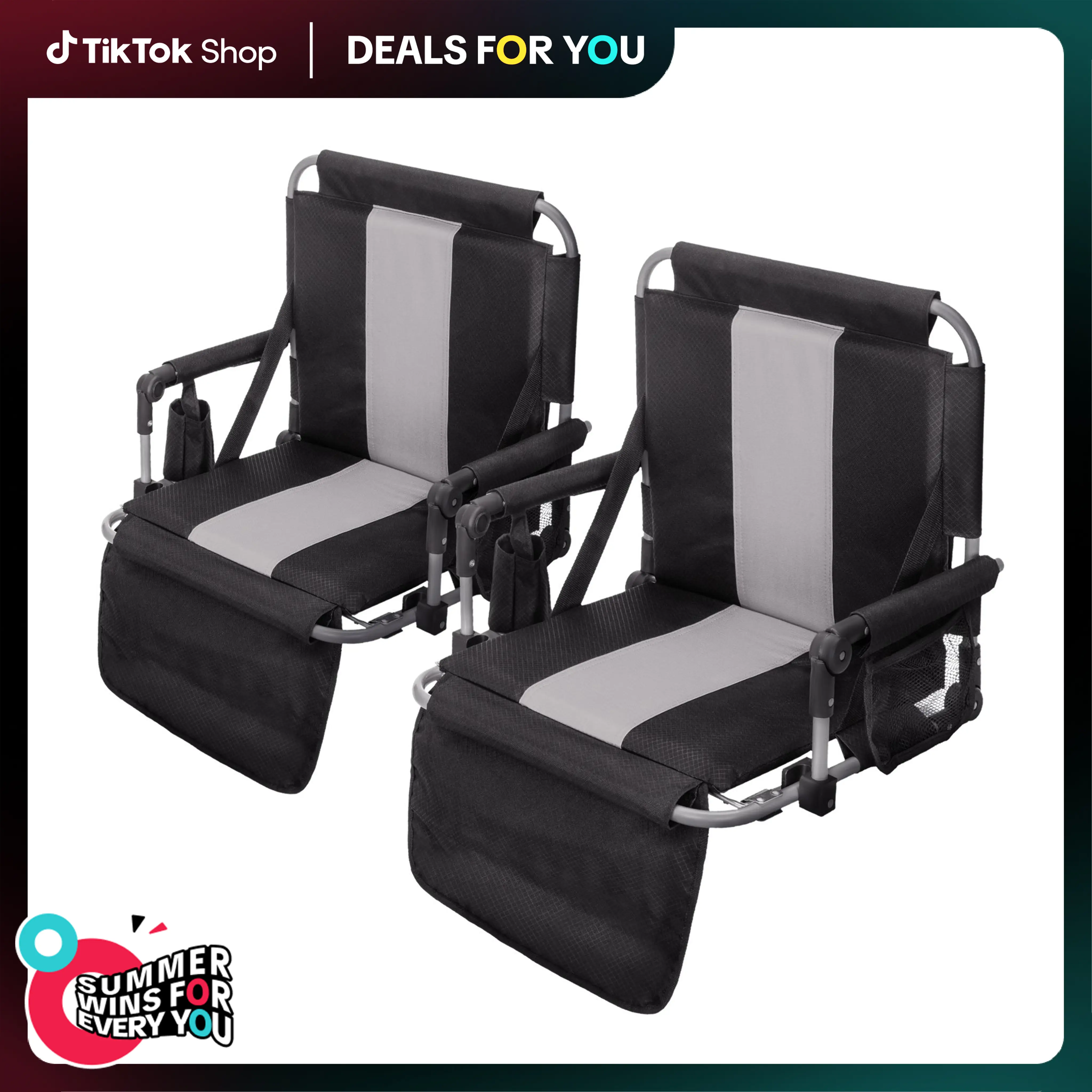 DealsForYouDays PHIVILLA Home Folding Stadium Seat Bleacher Chair with Cup Holder, Mesh Bag and Hide Hooks, Portable Stadium Chair with Back and Cushion for Football, Baseball & Sports Events