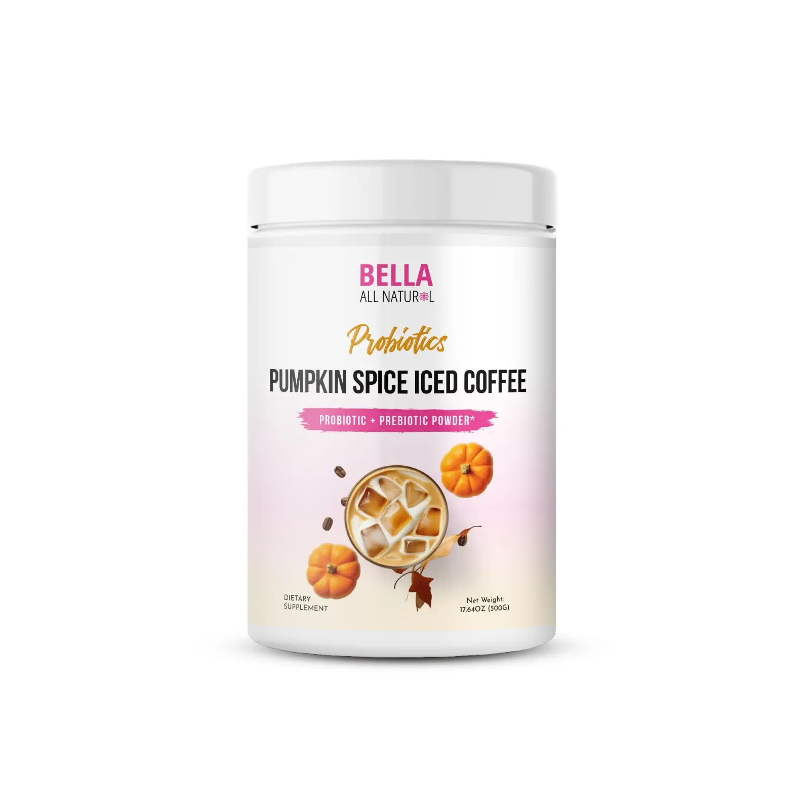 Bella All Natural Probiotics Pumpkin Spice Iced Coffee Prebiotics Powder - Healthy Digestion