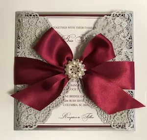 Silver and Burgundy Laser Cut Invite