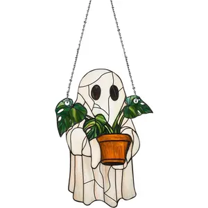 Halloween Acrylic Window Hanging Decoration, Party Decoration, Creepy Ghost & Plant Design, Indoor Outdoor Wall Decor, Perfect Gift for Autumn & Halloween Festival Parties