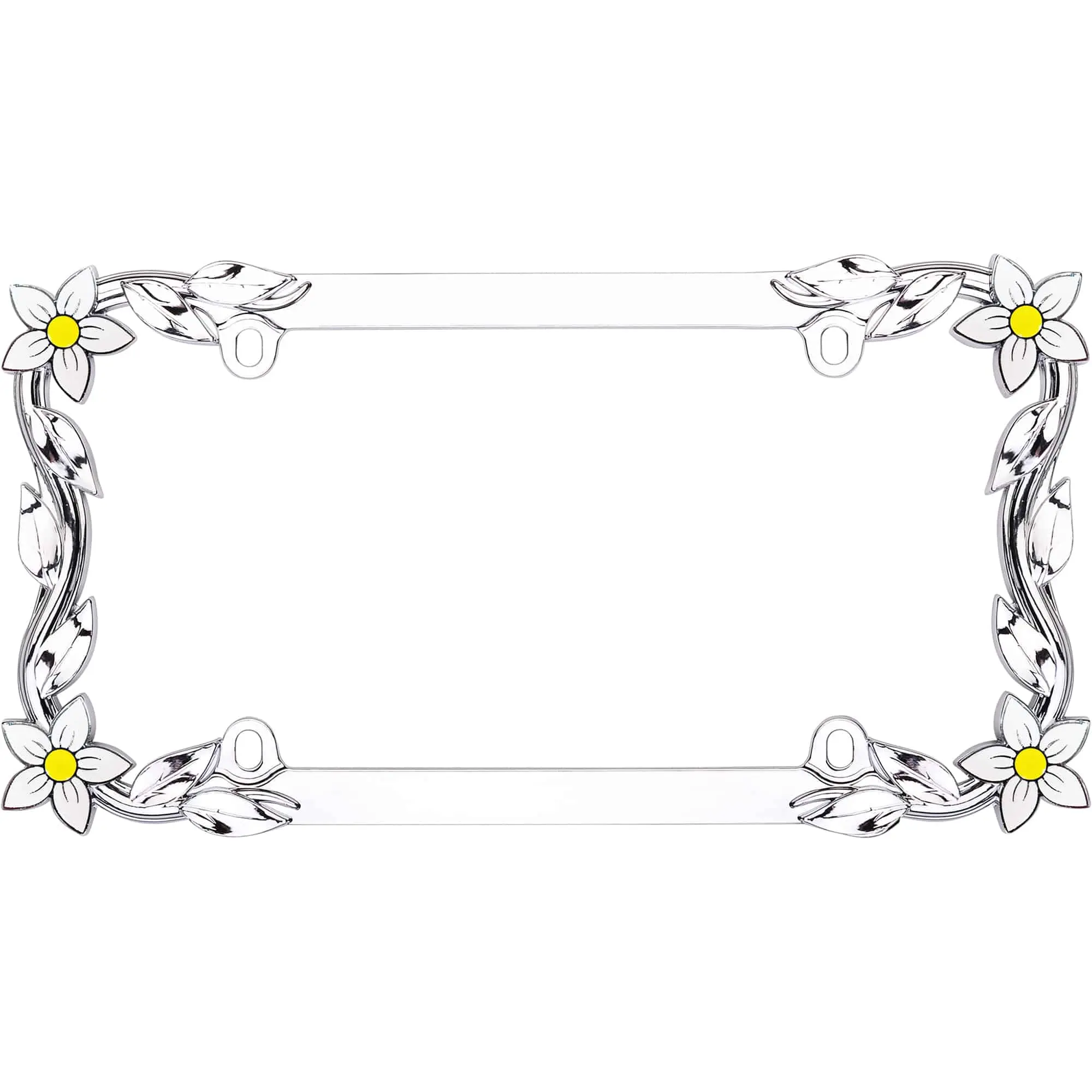 Daisy License Plate Frame, Chrome/Painted
