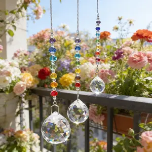 3pcs Strawberry Bead Crystal Ball Sun Catcher, Hanging Prism for Garden Home Decor, Car Interior Ornament Window Decoration