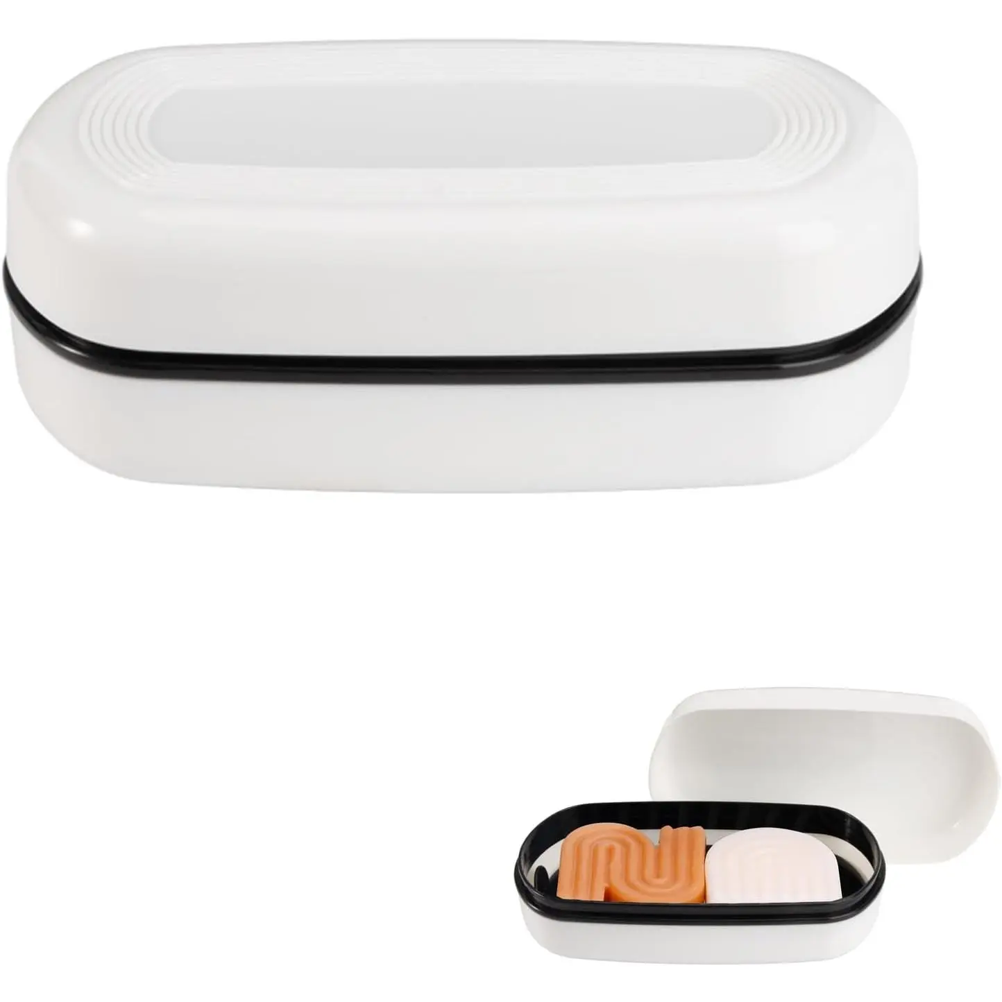 Travel Case for  Shampoo bar, Shampoo Bar Holder, Travel Soap Container, Large Soap Box, Soap Dish with Draining Layer (White, 1 Pack) (White)