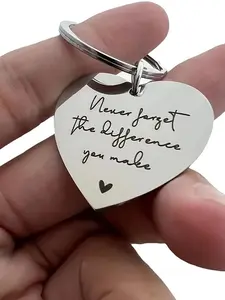 Slogan Pattern Keychain, Fashionable Stainless Steel Personalized Heart Tag Keychain for Women & Men, Trendy All-match & Exquisite Keychain for Birthday Gift