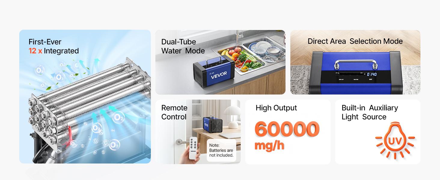 【Spotlight Day】VEVOR Ozone Generator, 60000mg/h Commercial Ozone Machine, with 15s Delayed Start & Dual-Hose Water Mode & LCD Touchscreen, Industrial Deodorizer for Car, Smoke, Home Odors, Up to 4800 sq.ft 【Spotlight Day】VEVOR Ozone Generator, 60000mg/h Commercial Ozone Machine, with 15s Delayed Start & Dual-Hose Water Mode & LCD Touchscreen, Industrial Deodorizer for Car, Smoke, Home Odors, Up to 4800 sq.ft