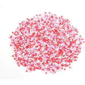 50g Resin Slime Fake Sprinkles Flatback Multi Color Round Tiny Clay Decoration for Charm Filler Fake Candy Chocolate Cupcake Cake Dessert Décor Art Particle (Red - Heart)