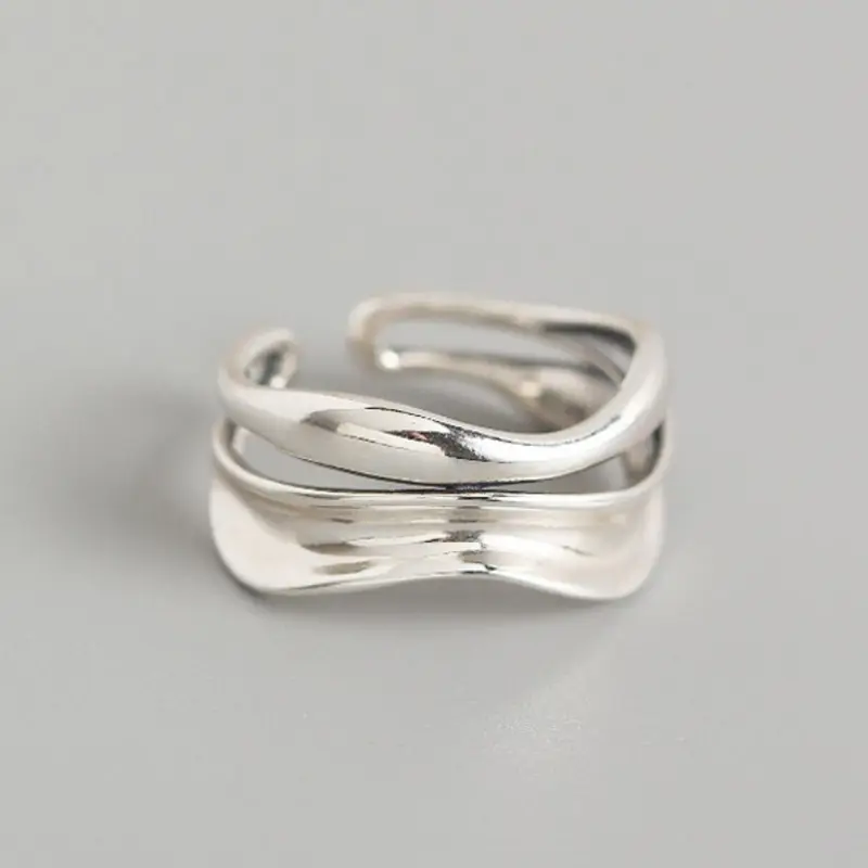 Simple Plain Tiered Layered Hollow Out Design Texture Metal Ring, Unisex Casual Promise Ring, Trendy Fashion Ring All-match Accessories As Gift for Daily Decoration
