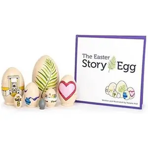 The Easter Story Egg - With Storybook about Resurrection - Colorful Hand Painted Nesting Dolls Toys - 7 Decorative Nesting Eggs - Easter Gift