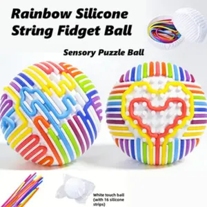 Sensory Activity Ball, 3D Sensory Toy with 16 Strings, Ideal for Anxiety & Fidgeting, Perfect for Kids & Adults, Portable Design
