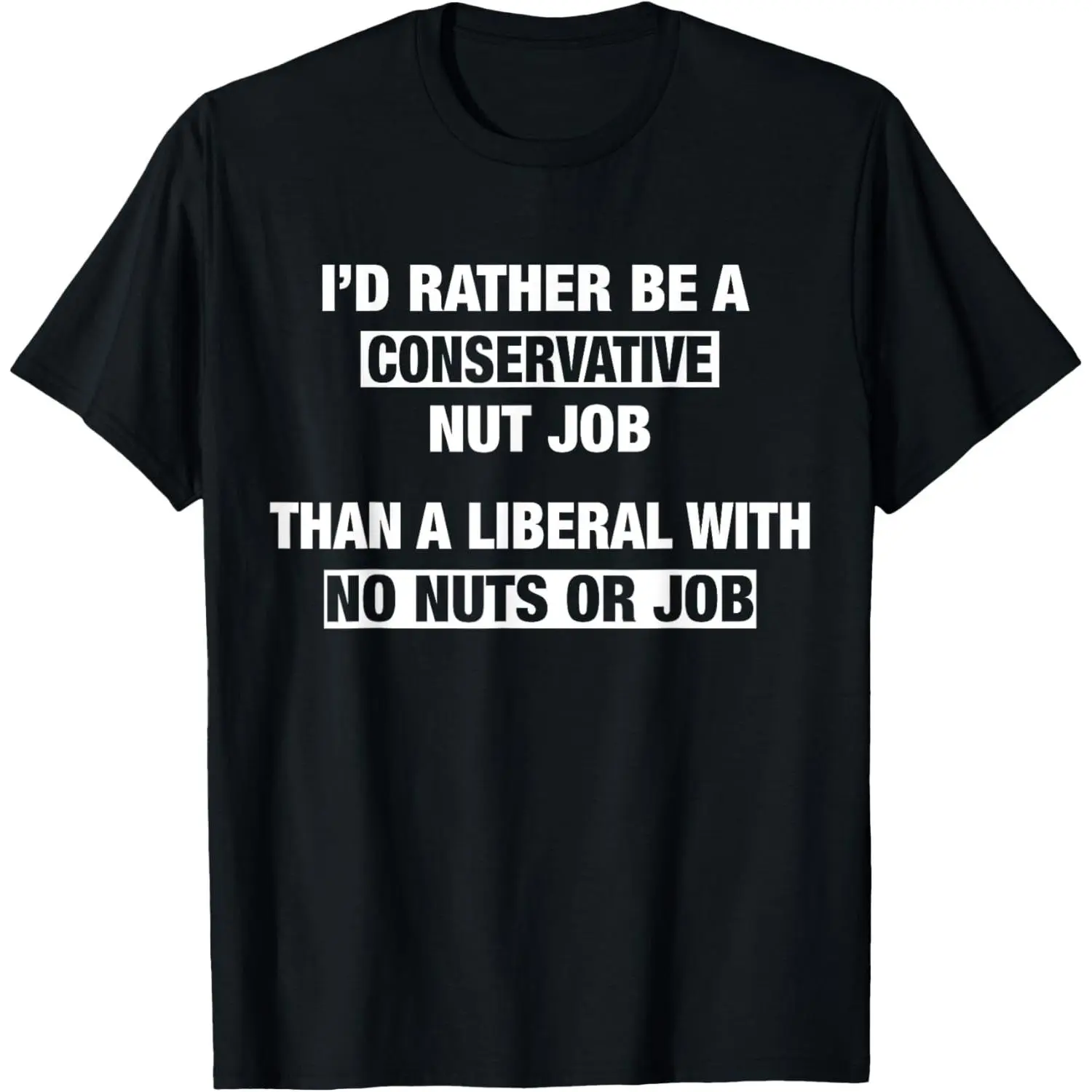 Funny Conservative Tshirts Men Women Nut Job Republican Tee T-Shirt,Made in USA Crew Necks ,Round Neck, Soft