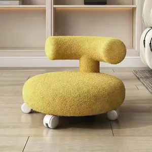 Rotating office desk stool, rolling chair, plush backrest circular stool, mobile storage side seat, soft and comfortable household items, bedroom/living room, essential for comfortable home space, Soft Cushioned Stool