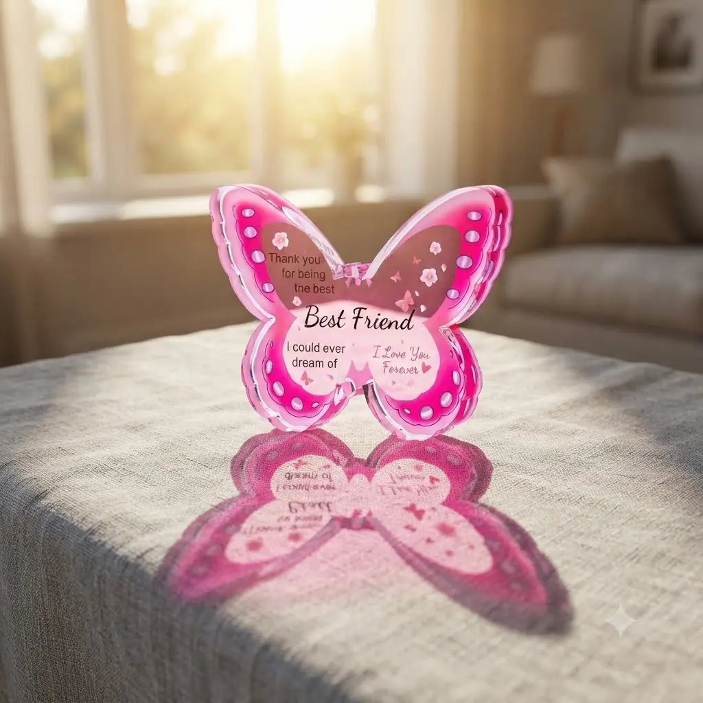 Best Friend Butterfly Acrylic Plaque Table Sign, Cute Friendship Keepsake Gift for Women Female Bestie, Birthday Gift Ideas
