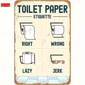 Vintage Metal Tin Sign for Toilet Paper Etiquette, Home Decoration, Indoor Living Room Wall Sign, Bedroom Art Wall Decor, Courtyard Garden Wall Decoration, Wall Decor, Bathroom Wall Sign