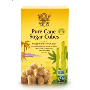 The Gilded Pantry Pure Unrefined Brown Cane Sugar Cubes Rough Cut Fair Trade Non GMO Certified 17.6 Oz Demerara Sugar for Tea Coffee Cocktails and Baking