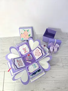 Personalized Exploding Box with Photos and Custom Text, Surprise Gift Box for Mom, Photo Memory Box with Inner Gift Box & Keychain.