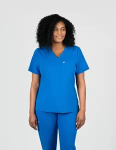 Rose One-Pocket Womens Royal Blue Scrub Top