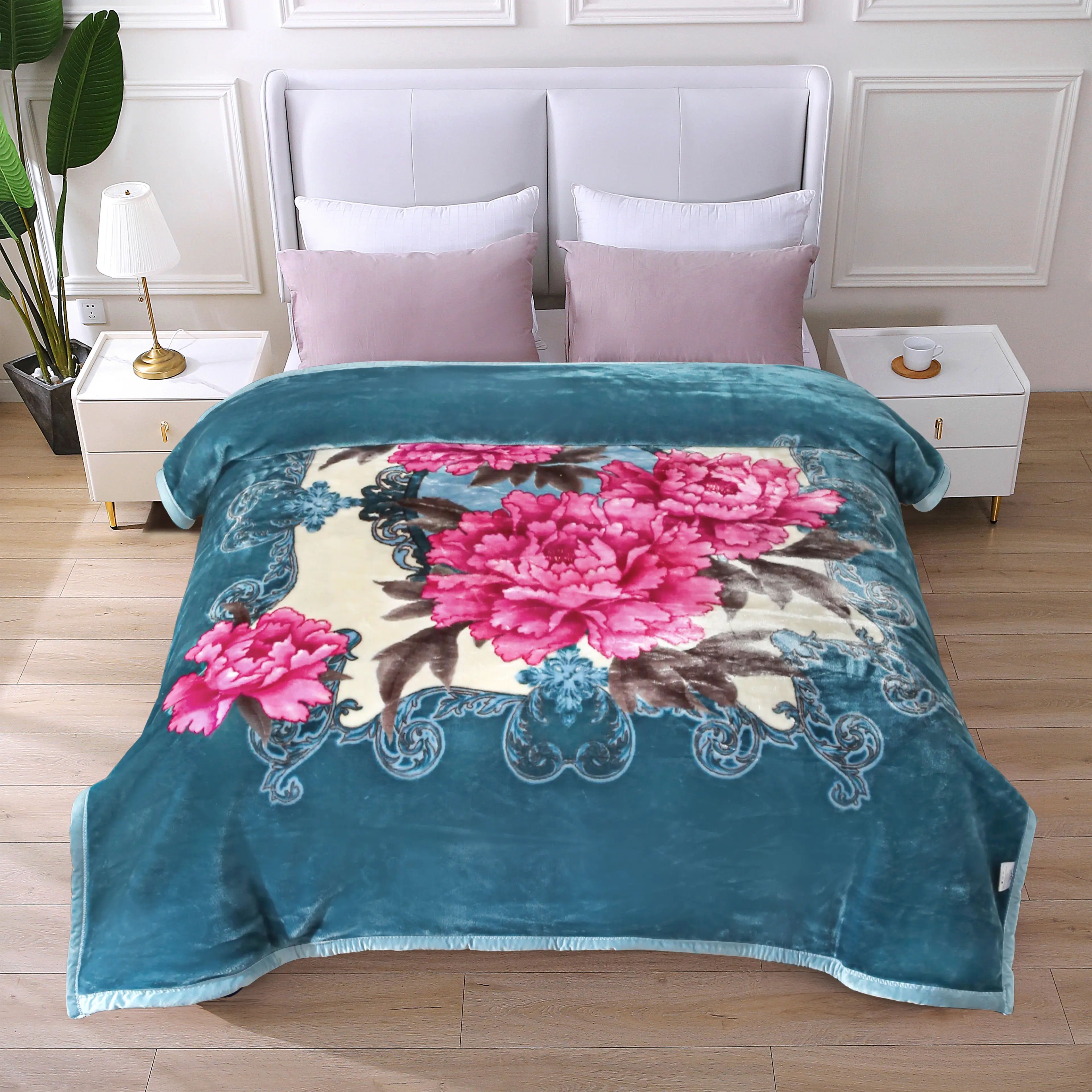 2-Ply Thick & Soft Reversible Printed Plush Blanket - Warm, Cozy, Easy-Care, Fade-Resistant Bedding Throw with Soft Blanket Vibes for Fall, Winter