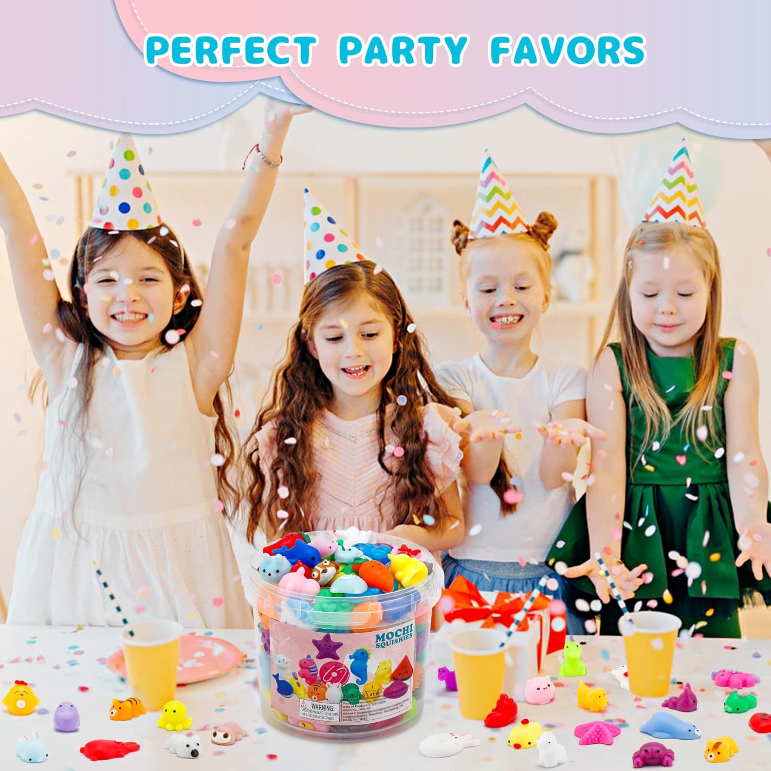 100‑Pack Mochi Squishy Toys Bulk | Party Favors for Kids 4‑8 & 8‑12 | Mini Kawaii Squishy Fidget Toys for Goodie Bags, Classroom Prizes, Birthday & Xmas Stuffers
